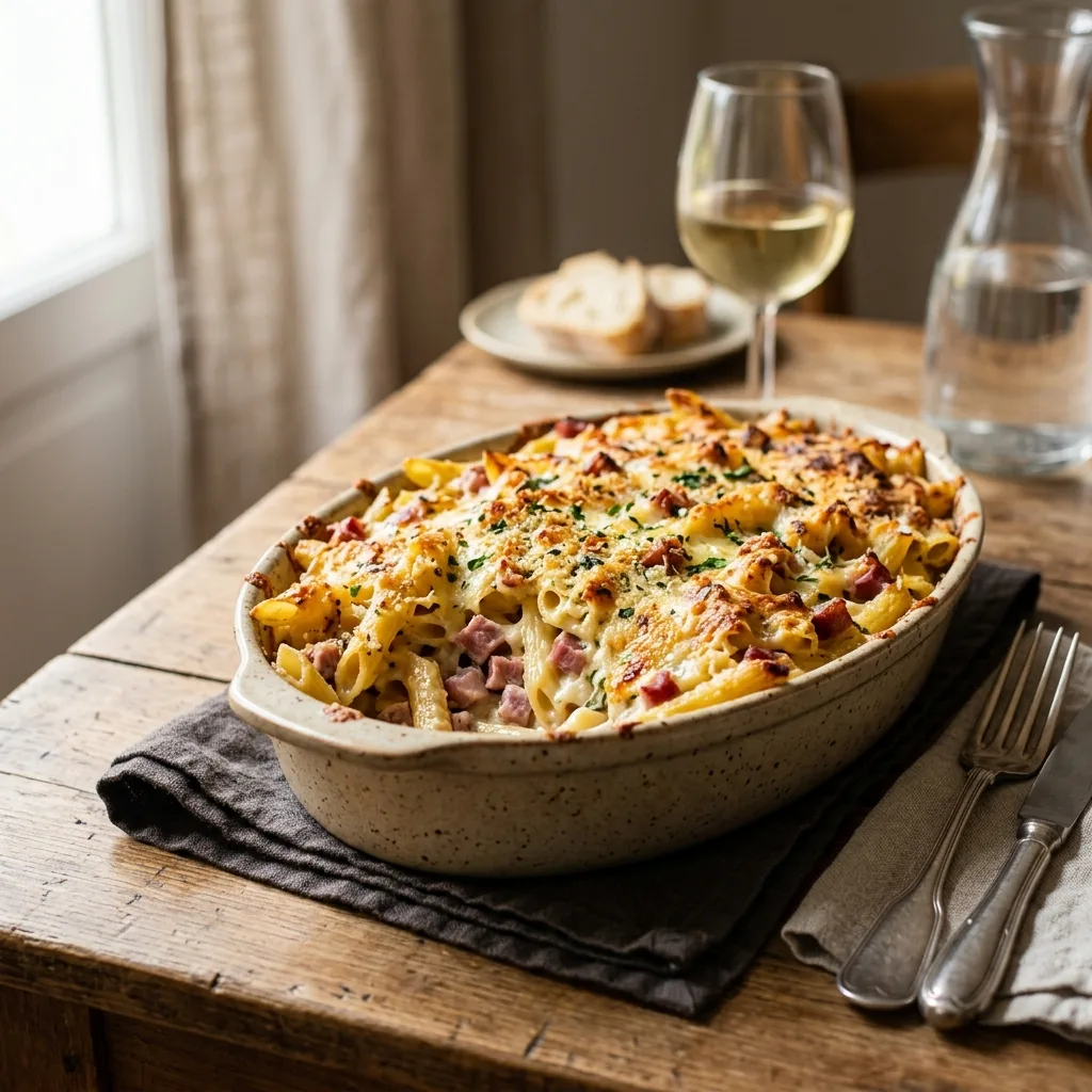 Gratin de pâtes au jambon : la recette familiale irrésistible
